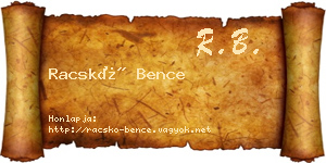 Racskó Bence névjegykártya